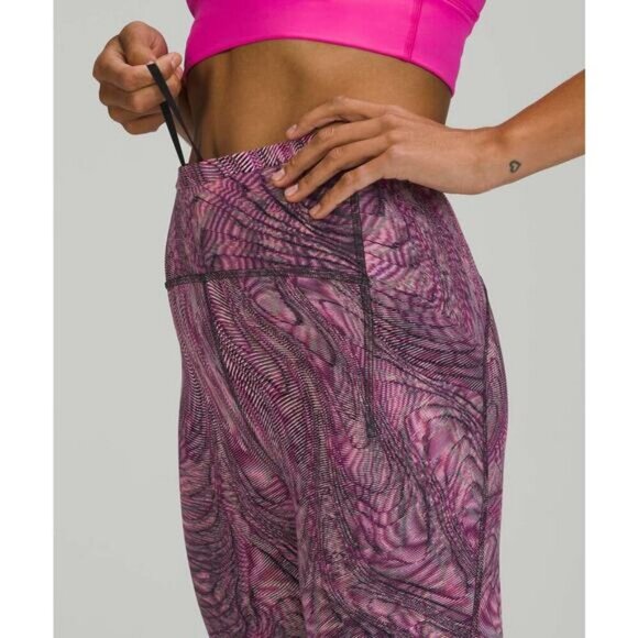 LULULEMON Swift Speed High-Rise Tight 28" Size 4 Dimensional Sonic Pink Multi - Picture 2 of 8